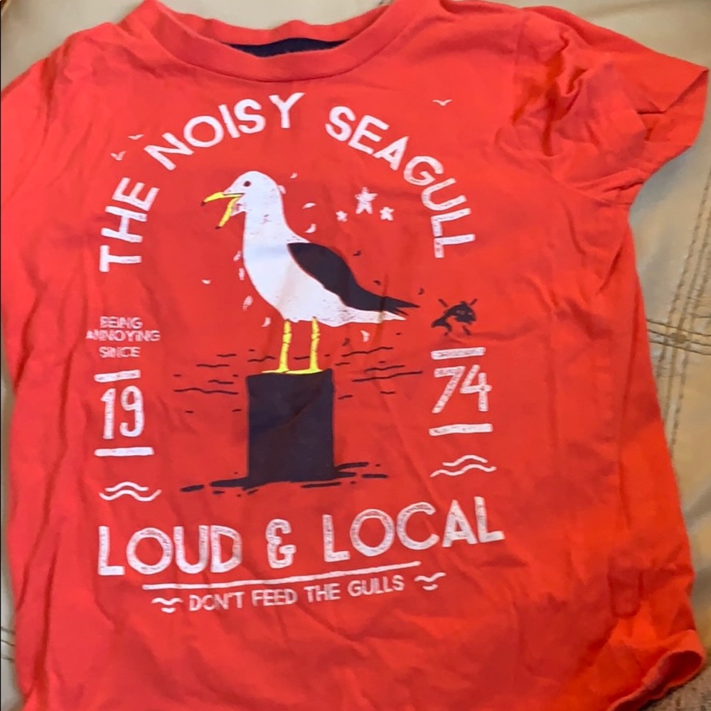 “Loud and Local” sea gull T in Red-orange.